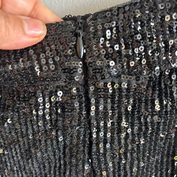 Lorane Women Sparkling Glittery Effect Sequin Back Zip Skirt Black Size Medium - Picture 7 of 9